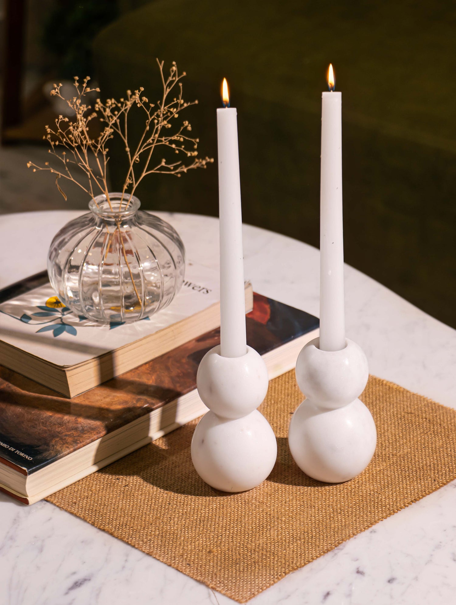 Snowpuff Marble Candle Stand