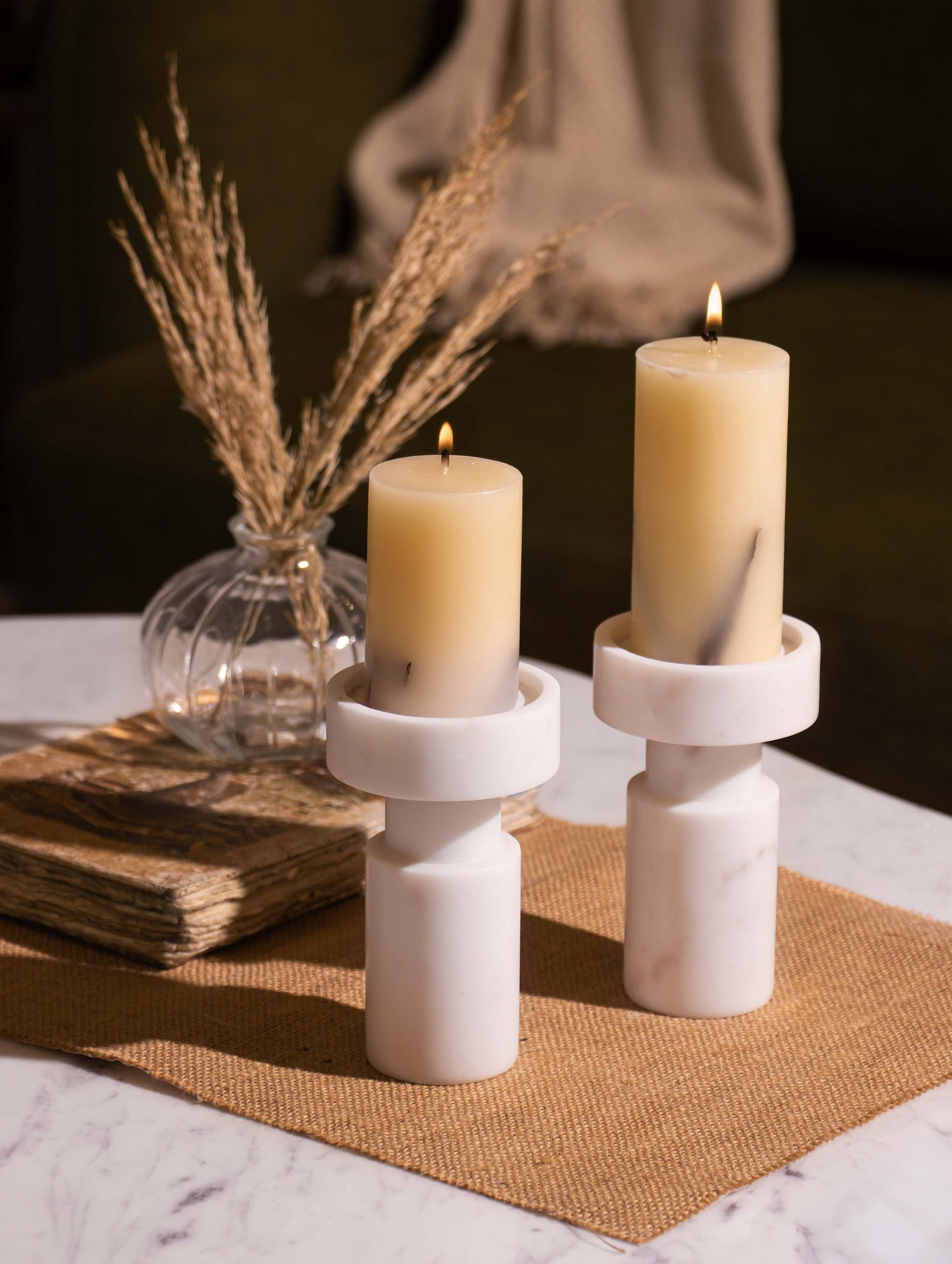 Pedestal Marble Candle Stand