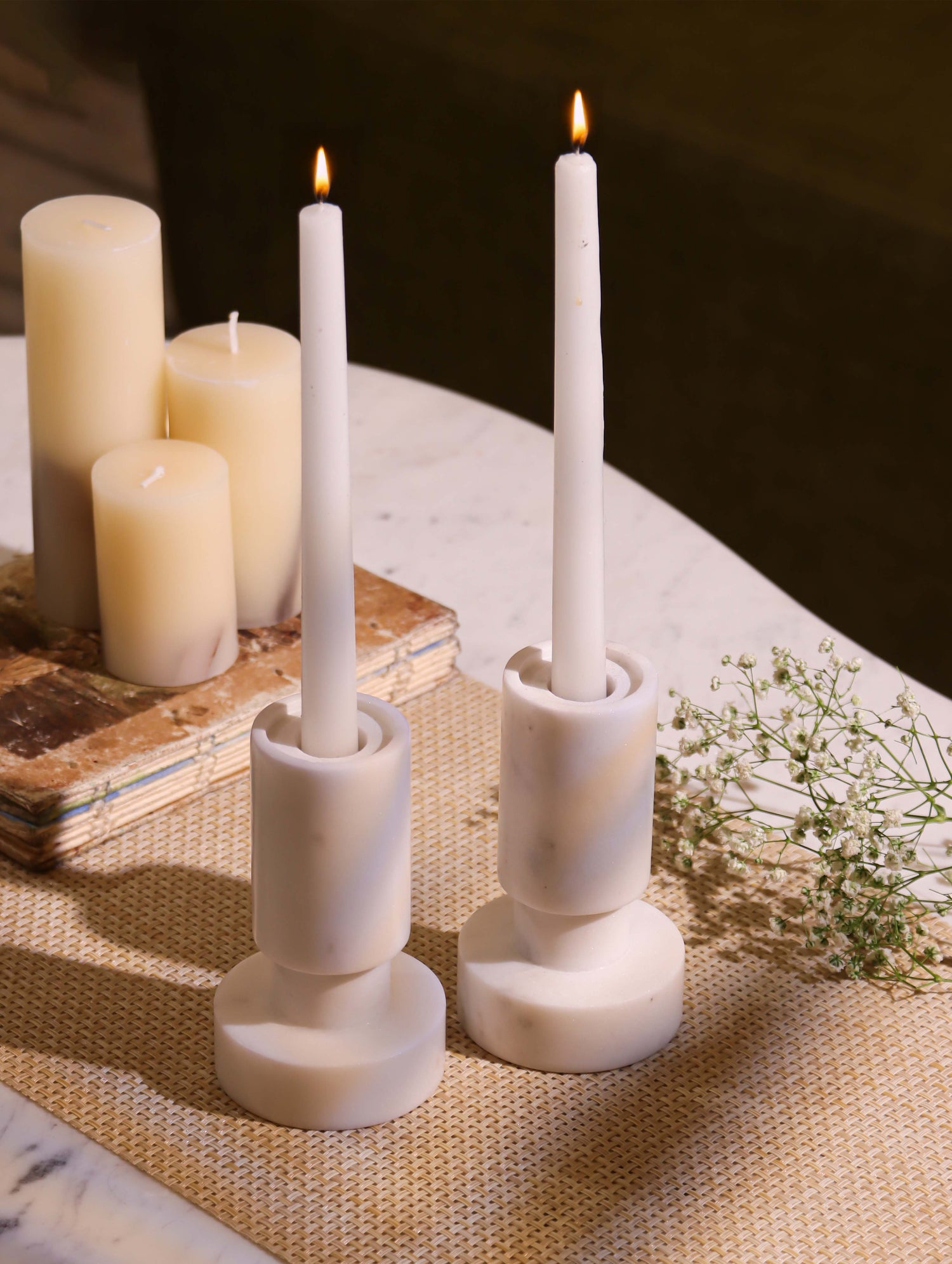 Stambh Marble Candle Stand