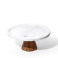 Luxe Dessert Stand White Marble top and wooden Base by Atrikala