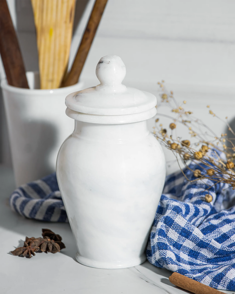 White Marble Ginger Jar 