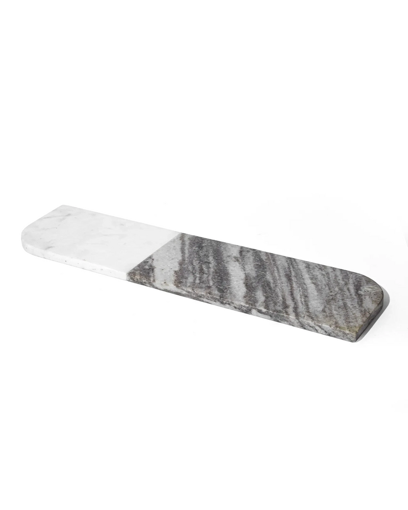 linear luxe platter – black & white marble